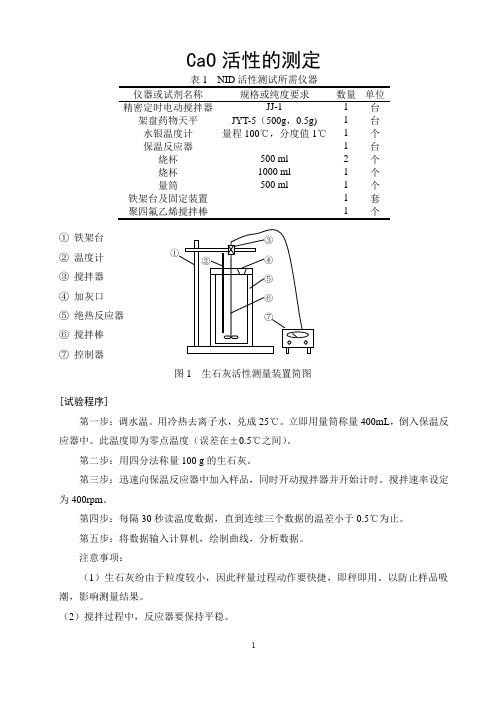 CaO活性的测定装置及方法