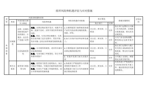 组织风险和机遇评估与应对措施