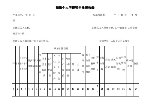 个人所得税申报表