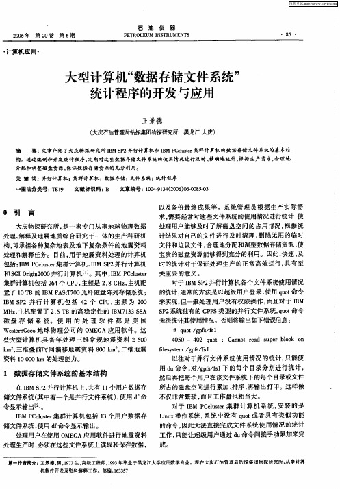 大型计算机“数据存储文件系统”统计程序的开发与应用