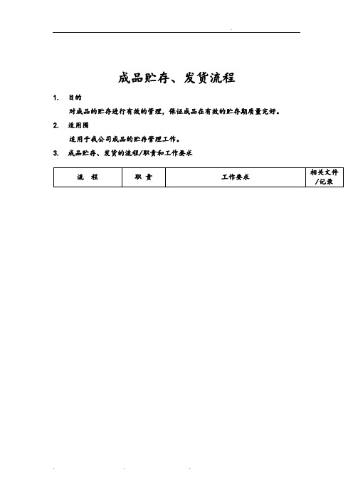 成品贮存、发货管理流程图