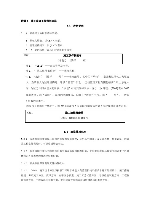 2014最新版本水利工程施工监理规范全套表格