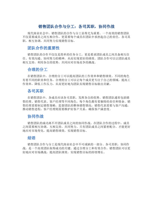 销售团队合作与分工：各司其职,协同作战