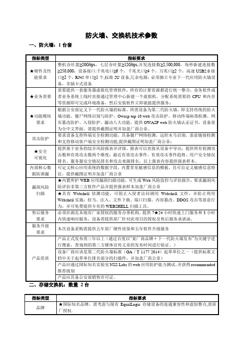 防火墙、交换机技术参数