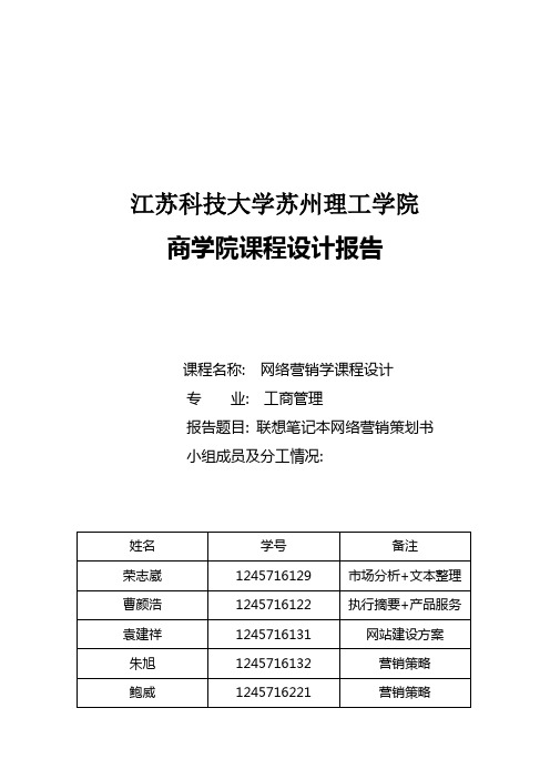 联想笔记本网络营销策划书汇总