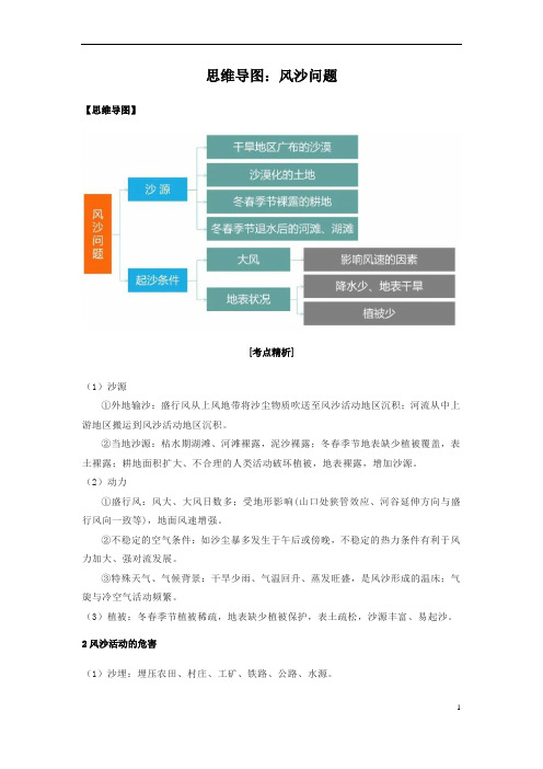 2023年高三二轮复习专项思维导图：风沙问题