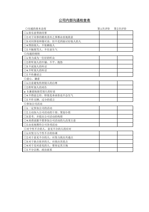 公司内部沟通检查表