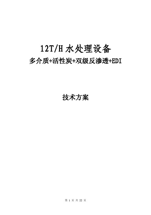 12吨双级反渗透+EDI超纯水设计方案