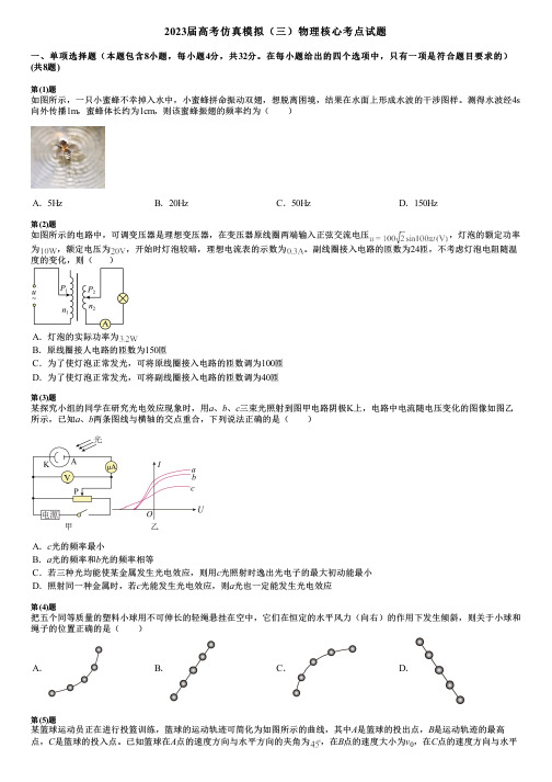 2023届高考仿真模拟(三)物理核心考点试题