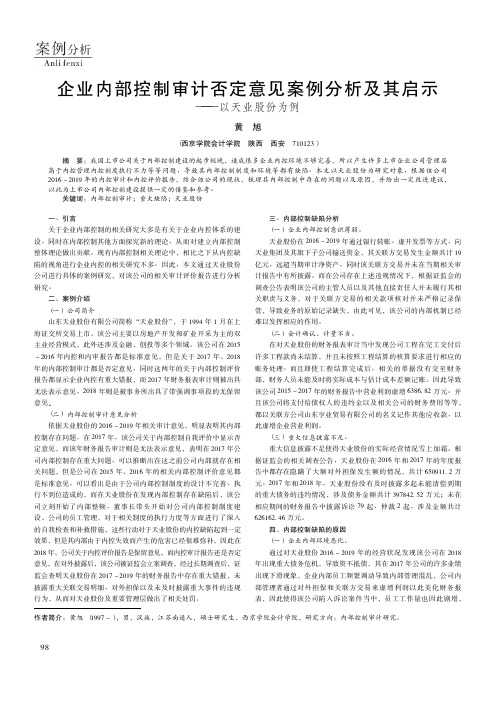 企业内部控制审计否定意见案例分析及其启示——以天业股份为例