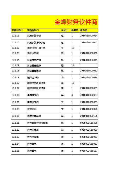 金蝶财务软件商贸版建账期初数据引入模板