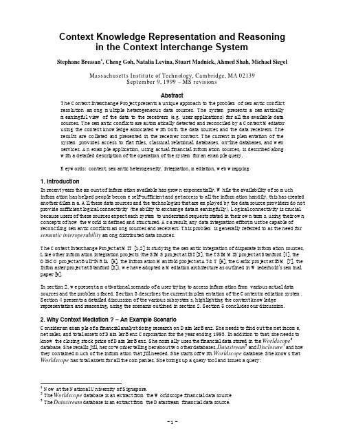 Context knowledge representation and reasoning