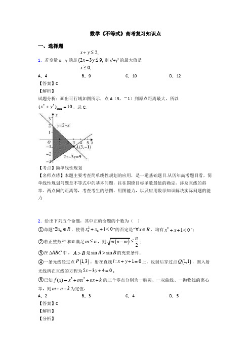 高考数学压轴专题衡水备战高考《不等式》经典测试题及答案解析