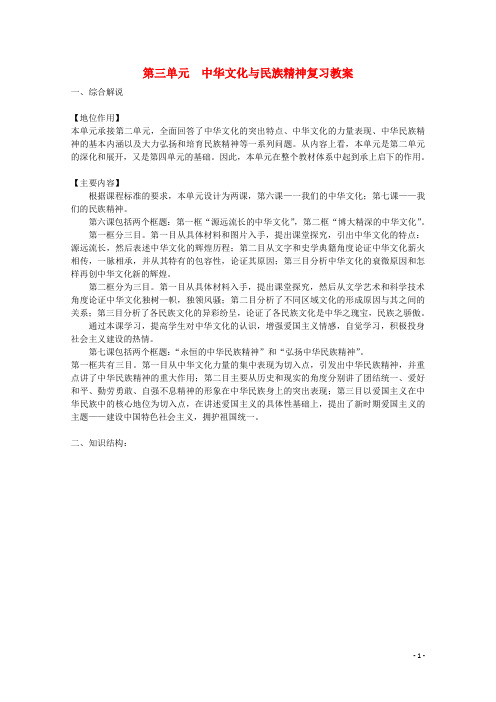 高中政治第六课《我们的中华文化》精品教案新人教版必修3