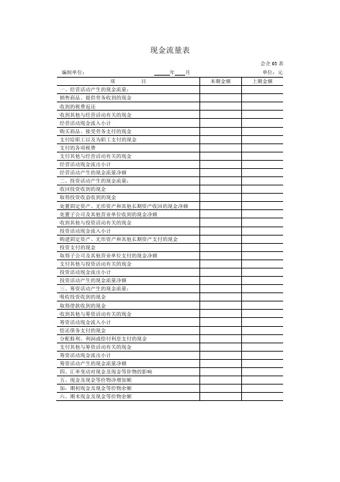 现金流量表范表