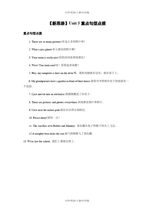 人教PEP版-英语-五年级上册-Unit 5重点句型点拨