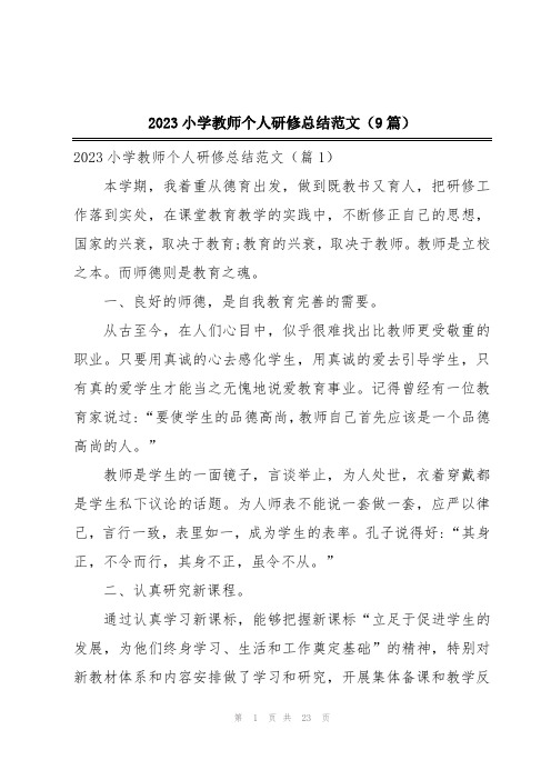 2023小学教师个人研修总结范文(9篇)