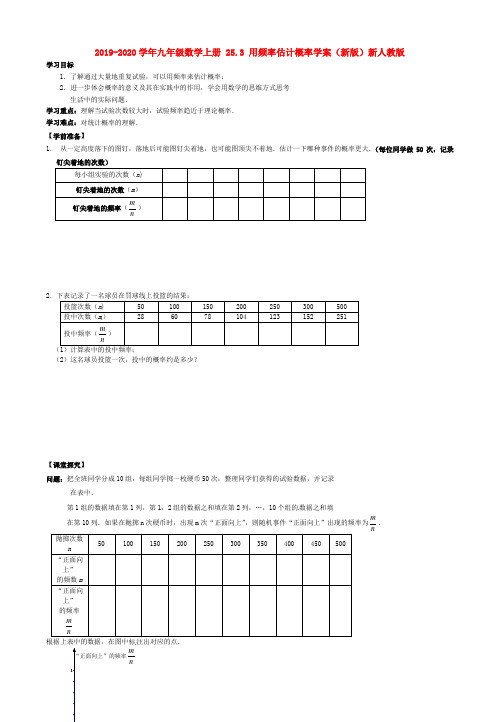 2019-2020学年九年级数学上册-25.3-用频率估计概率学案(新版)新人教版