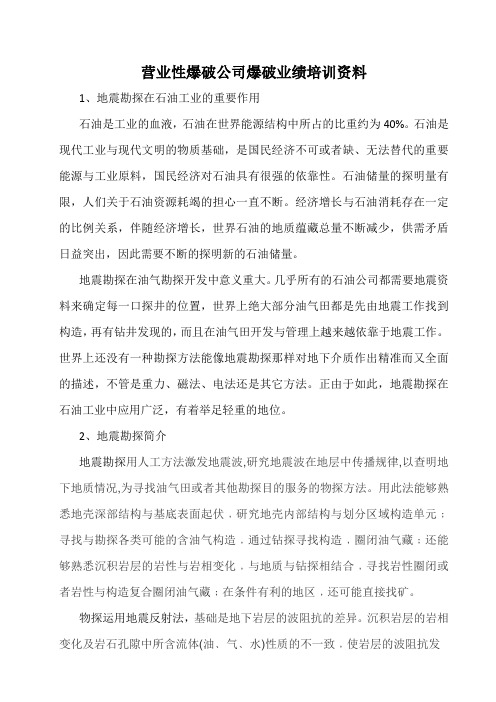 营业性爆破公司爆破业绩培训资料