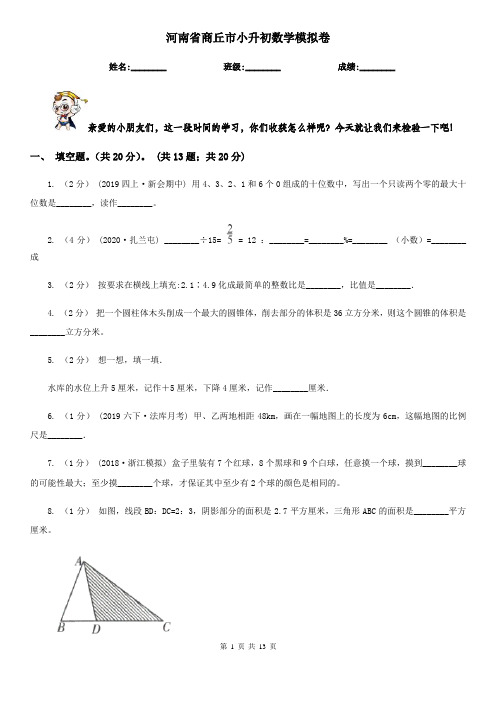 河南省商丘市小升初数学模拟卷