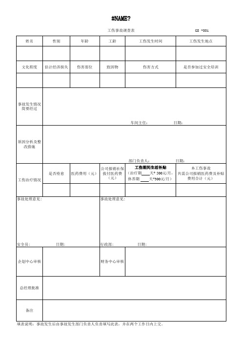 工伤事故调查表(最新)