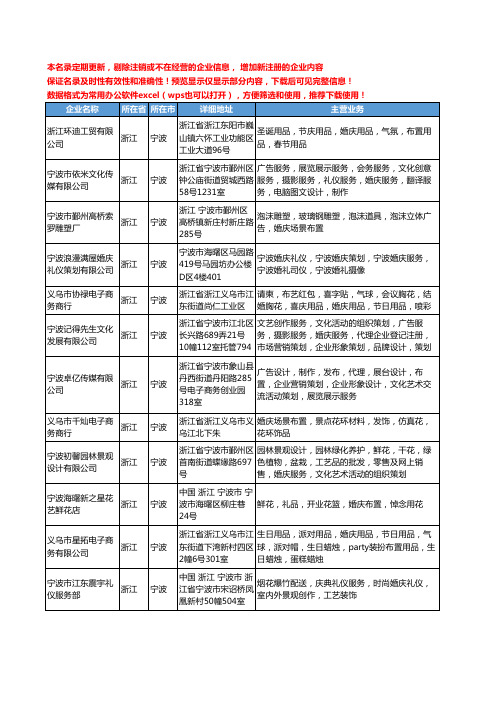 新版浙江省宁波婚庆布置工商企业公司商家名录名单联系方式大全12家