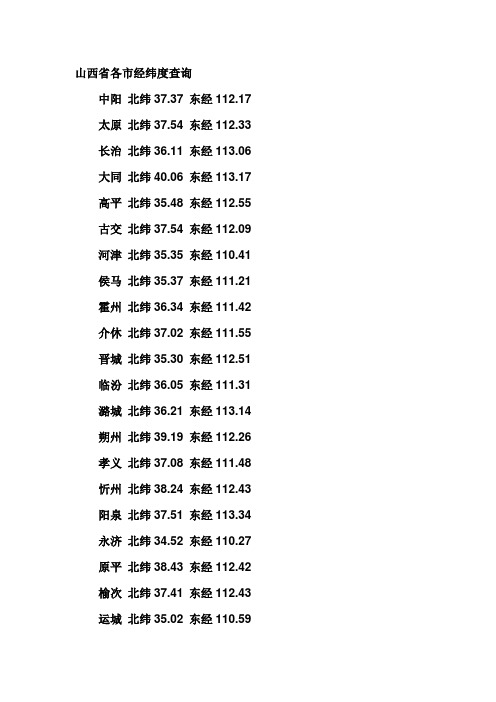 山西经纬度