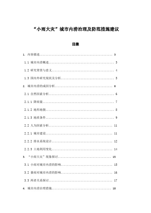 “小雨大灾”城市内涝治理及防范措施建议