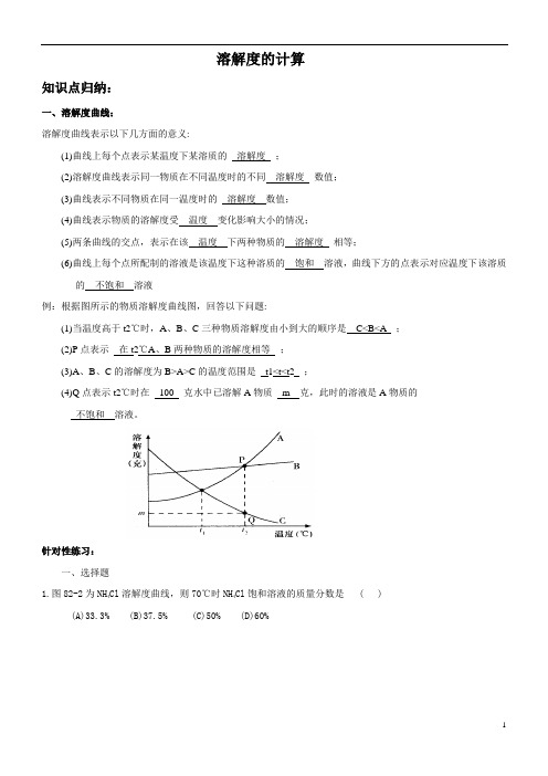 溶解度的计算