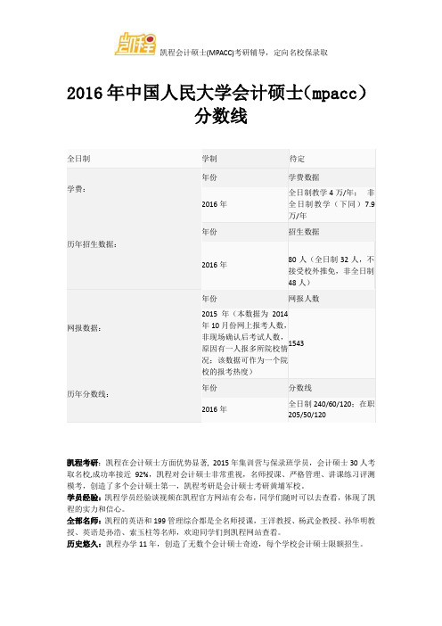 2016年中国人民大学会计硕士难易程度解析