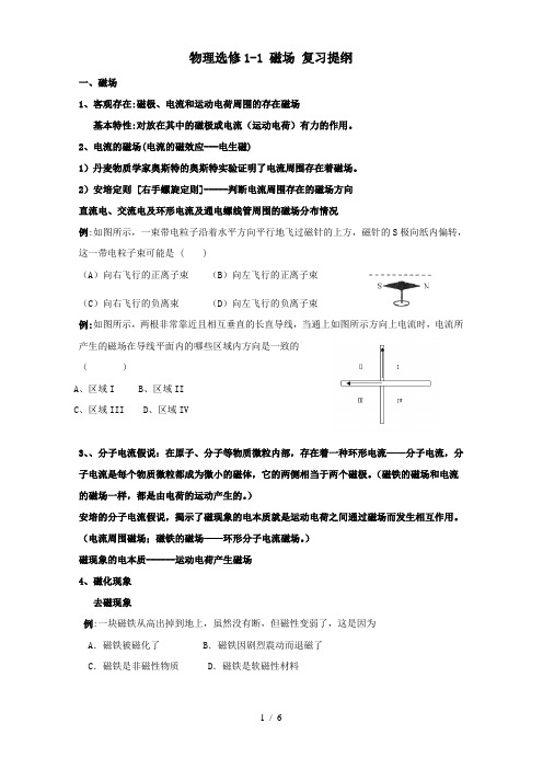 物理选修1-1-磁场-复习提纲