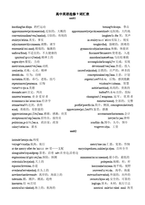 人教版英语选修单词