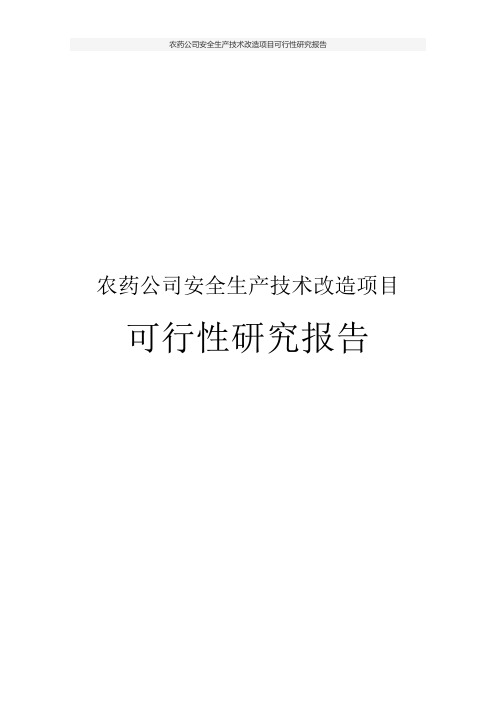 农药公司安全生产技术改造项目可行性研究报告