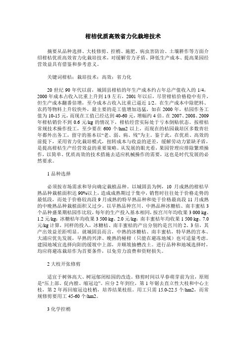 柑桔优质高效省力化栽培技术