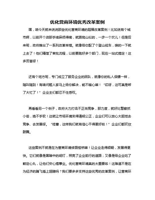 优化营商环境优秀改革案例