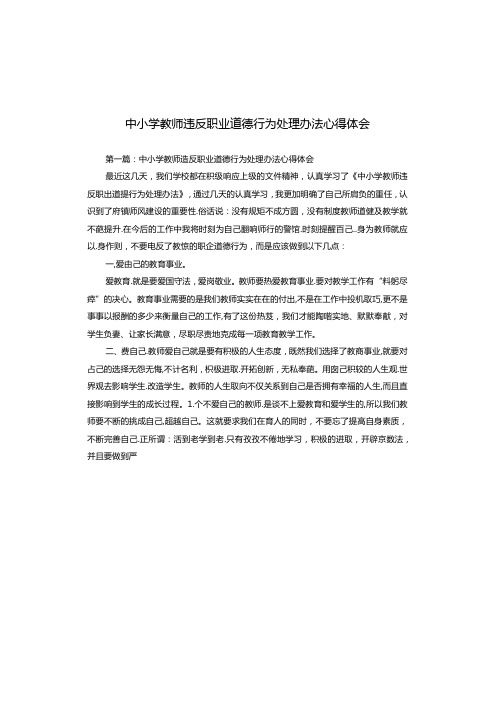 中小学教师违反职业道德行为处理办法心得体会