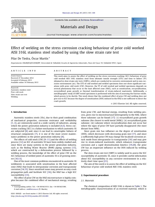 Effect of welding on the stress corrosion cracking behaviour of prior cold worked AISI 316L