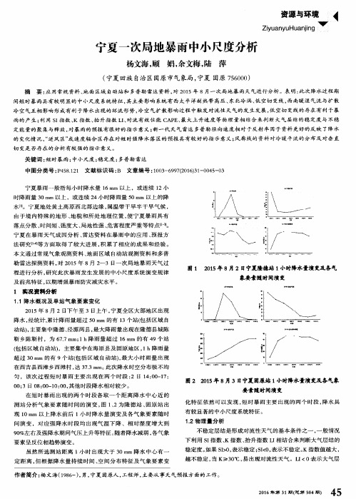 宁夏一次局地暴雨中小尺度分析