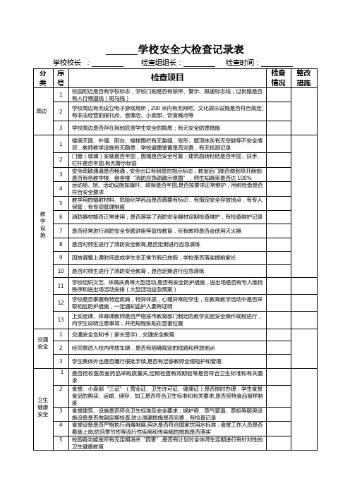 学校安全大检查记录表【范本模板】