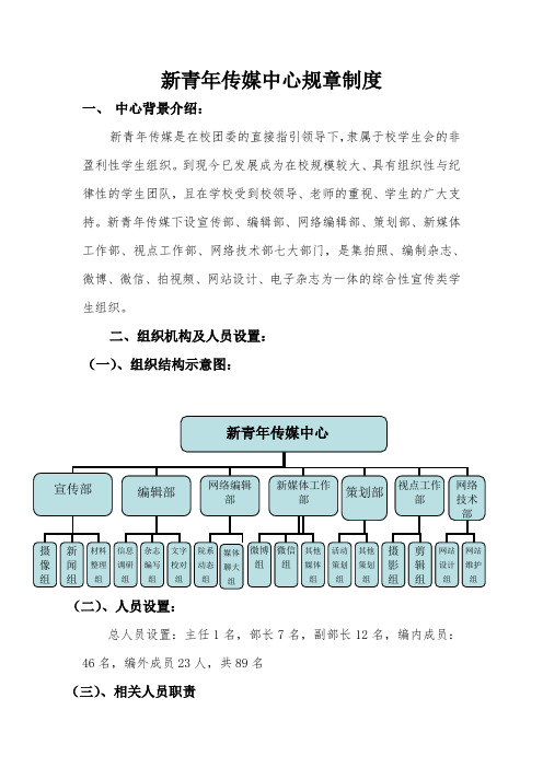 新青年传媒中心发展规划及考核标准