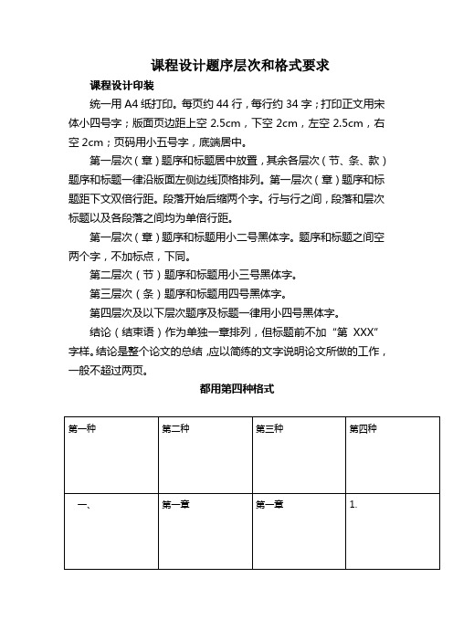 课程设计题序层次和格式要求1