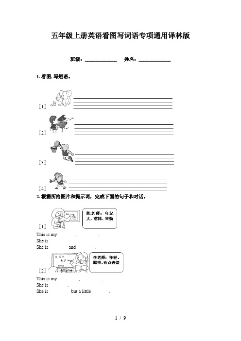 五年级上册英语看图写词语专项通用译林版