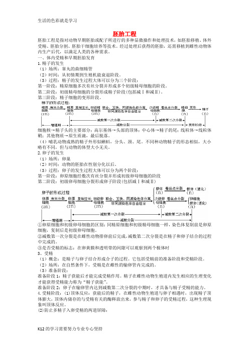 [推荐学习]高中生物 专题3 胚胎工程导学案1 新人教版选修3