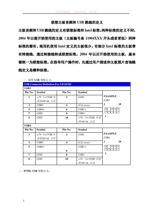 联想商用机主板前置音频和usb跳线定义和连接方法