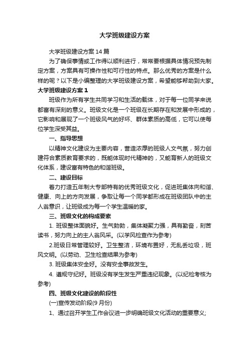 大学班级建设方案14篇