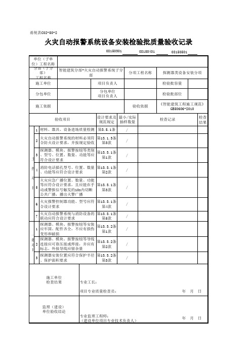 08150301_火灾自动报警系统设备安装检验批质量验收记录