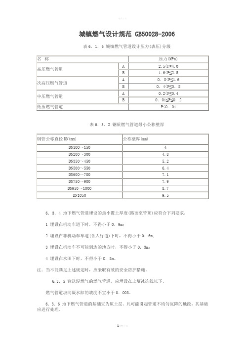 城镇燃气设计规范-GB50028