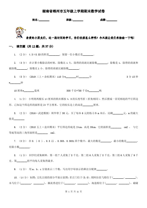 湖南省郴州市五年级上学期期末数学试卷