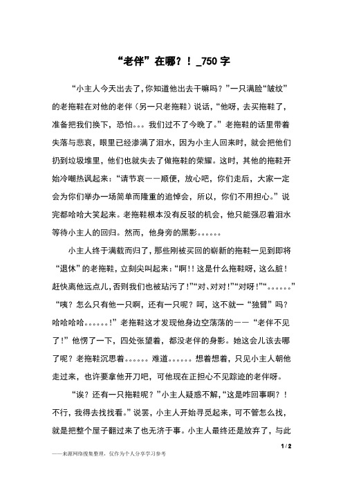 “老伴”在哪?!_750字初中作文