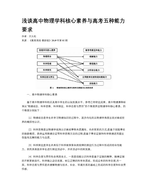 浅谈高中物理学科核心素养与高考五种能力要求